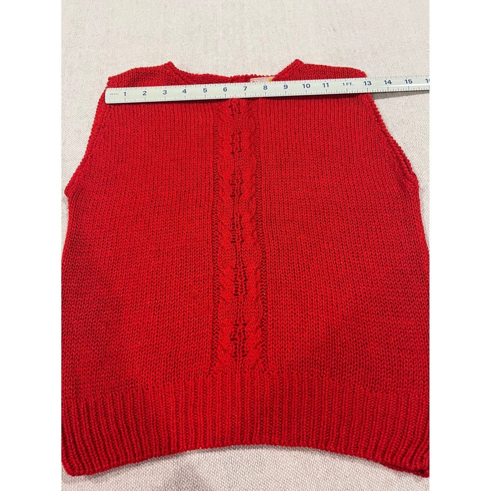 Vintage Liz Claiborne Sweater Women's Petite S Red Silk Blend Cable Button Back - Picture 8 of 8